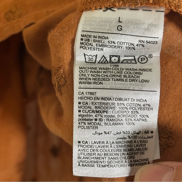 Old Navy Ruffled Square-Neck Embroidered Blouse-Warm Coffee-Women Size Large - Picture 7 of 7